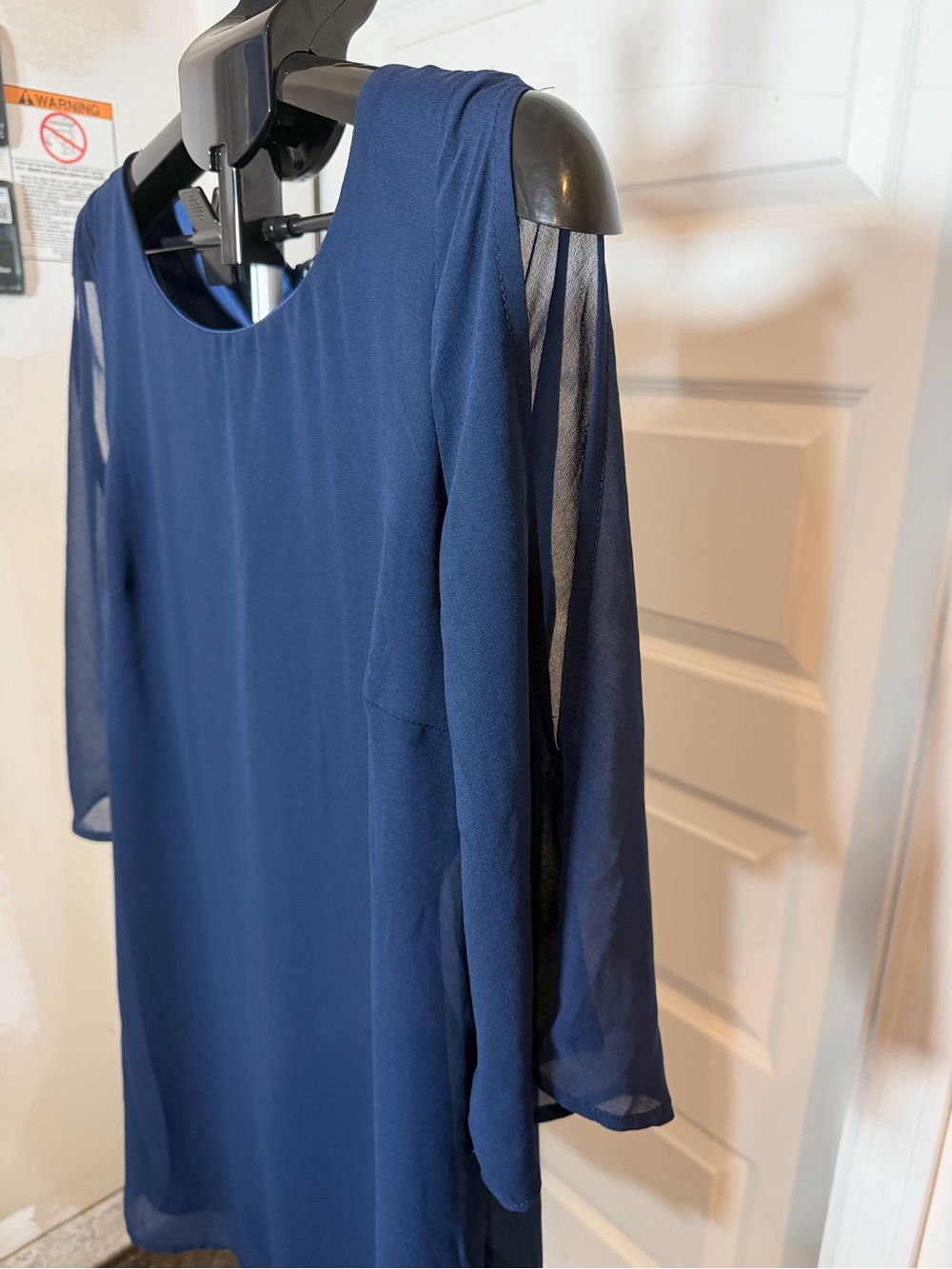 Love Reign Navy Long-Sleeve Sheer Panel Dress